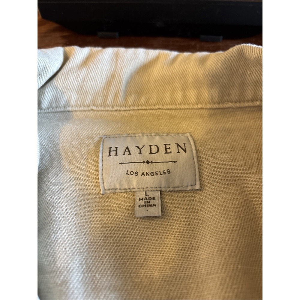 Hayden Los Angeles Cream Beige Cropped Denim Jacket Large - Picture 6 of 7